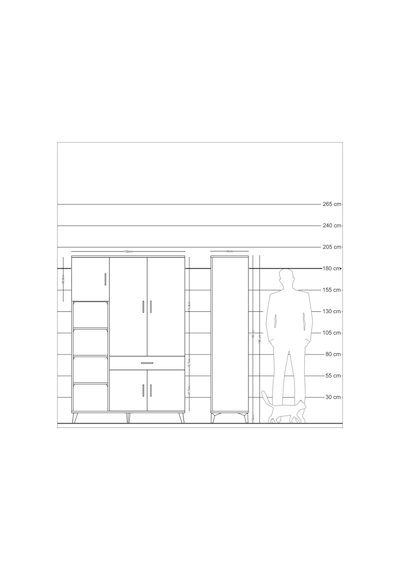 Hyperion Dolap 8 Raflı Tek Çekmeceli 5 Kapaklı 132x44x195 Çam... Çam