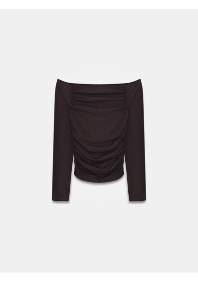 Dilvin 32675 Omuzları Açık Top-koyu Kahve Koyu Kahve