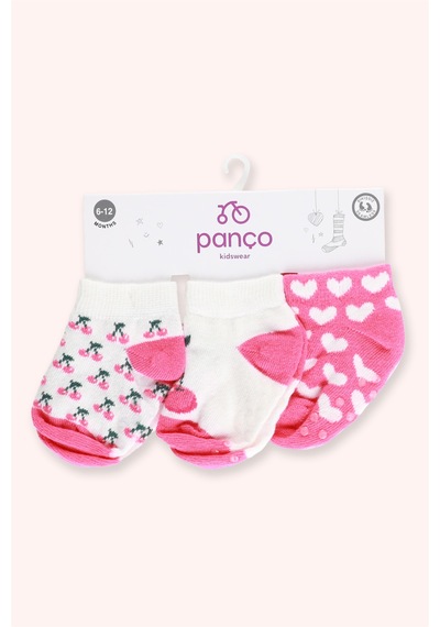 Panço Kız Bebek 3'lü Patik Çorap Seti 2512gb11008 Renkli