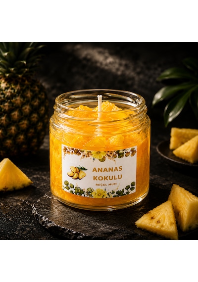 Reçel Mum Ananas Kokulu Mum Dekoratif Mum Sarı