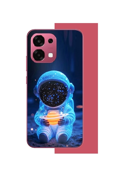 Oppo A6 Pro Uyumlu Yıldızlı Astronot Baskılı Silikon Kılıf Renkli
