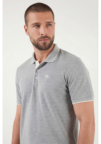 Buratti % 100 Pamuk Düğmeli Regular Fit Erkek Polo Yaka T Shirt 5902118 Gri Melanj