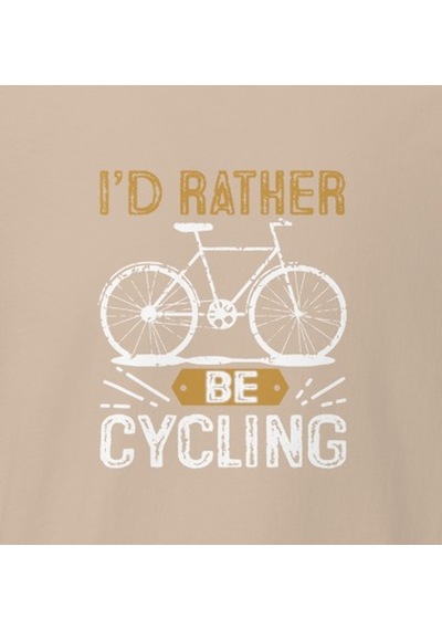 Wildstyle I'd Rather Be Cycling Bisiklet Sürmek Bisikletçi Baskılı Unisex Bisiklet Yaka Pamuklu Tişört Camel