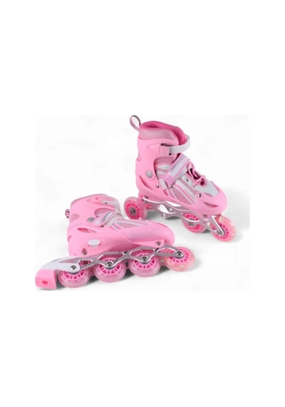 Vadi Pembe Silikon Tekerli Ayarlanabilir Işıklı Paten L 39-42 Hp8136 Pembe - Beyaz