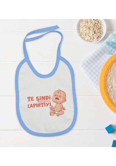 BK Kids Te Şindi Koparacam Tasarımlı Mavi Bebek Mama Önlüğü-1