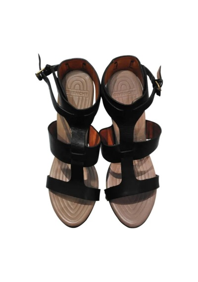 Givenchy 515822 Siyah Deri Topuklu Sandalet Kadın Ayakkabı Siyah