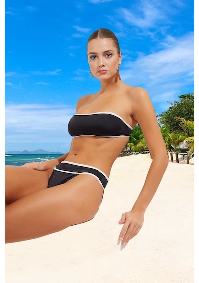 Ersefa Tasarım Bikini Takımı Yüksek Konfor Plaj Ve Havuz İçin Yaz Koleks Siyah - Beyaz Ersefa Tasarım Bikini Takımı Yüksek Konfor Plaj Ve Havuz İçin Yaz Koleks Siyah - Beyaz