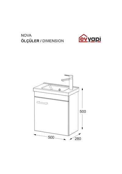 Biani Fix Nova 50 Cm Alt Banyo Dolabı Renk Mat Beyaz