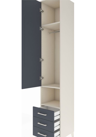 Hyperion Dolap 3 Raflı 3 Çekmeceli Tek Kapaklı 44x44x243 Aytaşı-antrasit Aytası