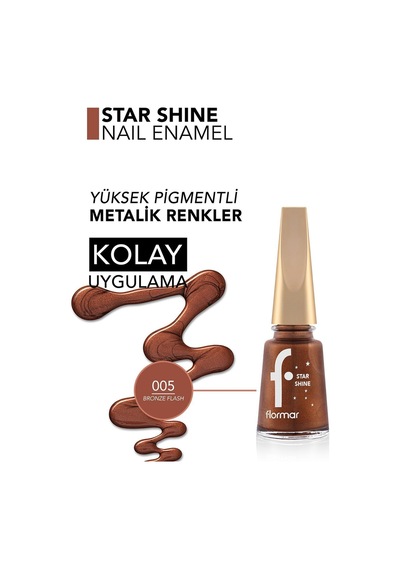 Flormar Metalik Parlak Oje - Star Shine Nail Enamel - 005 Bronze Flash-8690604564156