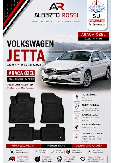 Volkswagen Jetta 2011 - 2026 Araca Özel Kauçuk 3d Profesyonel Oto Paspası