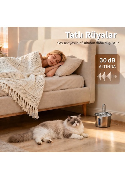 2,2 L Sus 304 Paslanmaz Çelik Kedi Akan Su Pınarı Sebili Orm-502