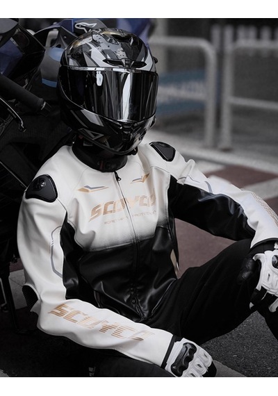 Motoanl Motosiklet Montu 4 Mevsim Sport Racing Mont Pu Leather Black-gold
