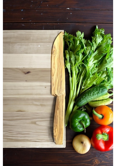 Zeytin Ağacı Bıçak 21 Cm El Yapımı Ahşap Bıçak Doğal Ağaç Bıçak