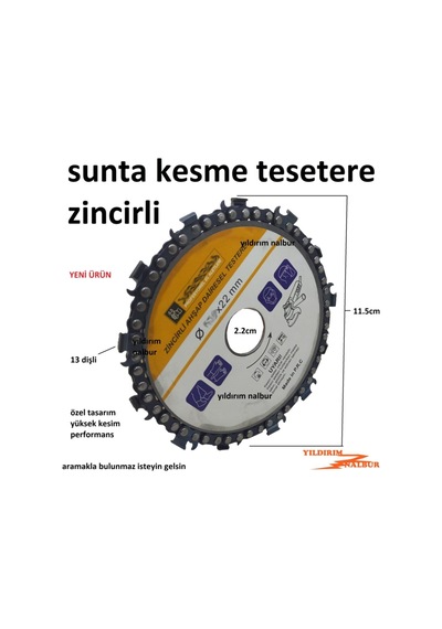Sunta Kesme Zincirli 115lik Daire Testere Odun Kesme Ağaç Kesme Testere