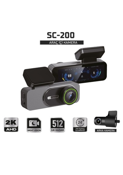 Sentinel Sc-200 2k Ahd Çift Kameralı Araç İçi Kamera Wi-fi, Gece Görüş