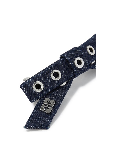 Ganni Denim Dantel Kemerli Saç Tokası Saç Aksesuarları Mavi