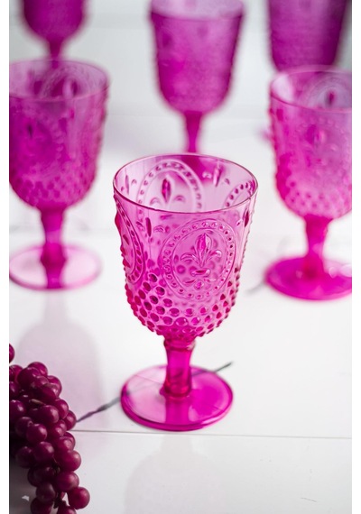 Akrilik Pembe Tekli Kadeh & Su Meşrubat Kahve Yanı Bardağı 450 Ml Cam Değildir Pembe