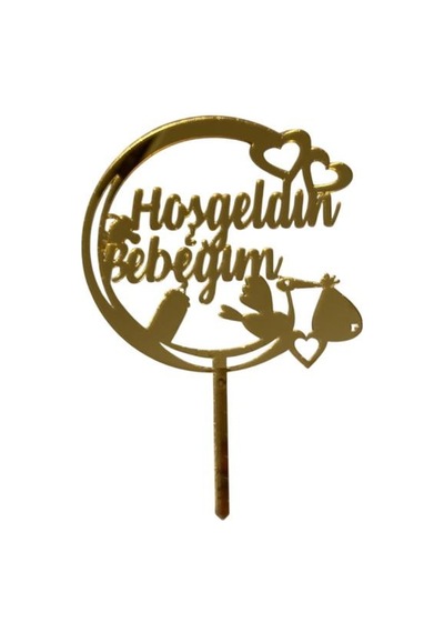 Hoşgeldin Bebeğim Yazılı Aynalı Pleksi Altın