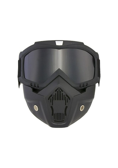 Ebakbak Motosiklet Bisiklet Jet Kask Maske Süngerli Bant Lastik Siyah Cam
