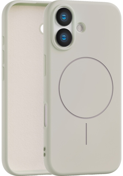 Apple Uyumlu iPhone 16 İçi Kadife Magsafe Wireless Şarz Özellikli Telefon Kılıfı Bej