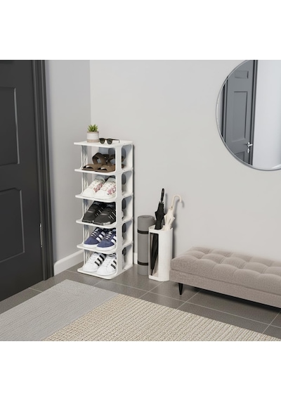 6 Katlı Lüks Modüler Ayakkabılık - 25x28x77 Cm Dar Alan İçin Dikey Raf - Üst Üste Ve Yan Yana E Tek Renk 6 Katlı Lüks Modüler Ayakkabılık - 25x28x77 Cm Dar Alan İçin Dikey Raf - Üst Üste Ve Yan Yana E Tek Renk