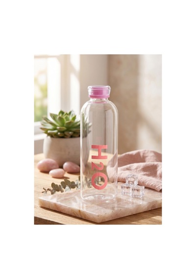H2o Borosilikat Cam Matara 1000 Ml Pembe