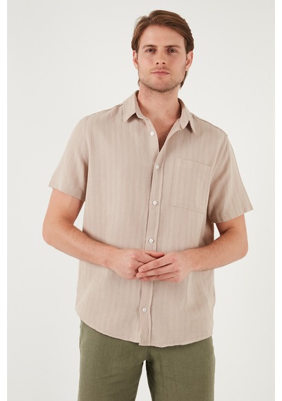 Buratti Pamuklu Regular Fit Tek Cepli Kısa Kol Erkek Gömlek Cf25S128230 Taş Buratti Pamuklu Regular Fit Tek Cepli Kısa Kol Erkek Gömlek Cf25S128230 Taş