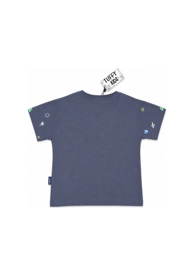 Tuffy Kids Uzay Desenli Erkek Çocuk %100 Pamuk Tişört Füme