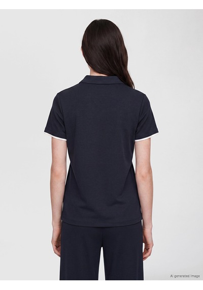 Lcw Comfort Lacivert Polo Yaka Soft Touch Kadın Tişört
