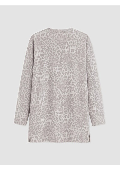 Lcw Everyday Gri Leopar Desenli %100 Pamuklu Kadın Tunik