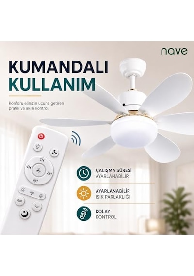 Nave Nv-tv10 Işıklı Tavan Vantılatoru 6 Kanat