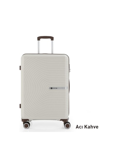 Mçs Bavul Orta Ve Kabin 2li Set Kırılmaz Silikon Valiz V374 Kemik/acıkahve Kemik