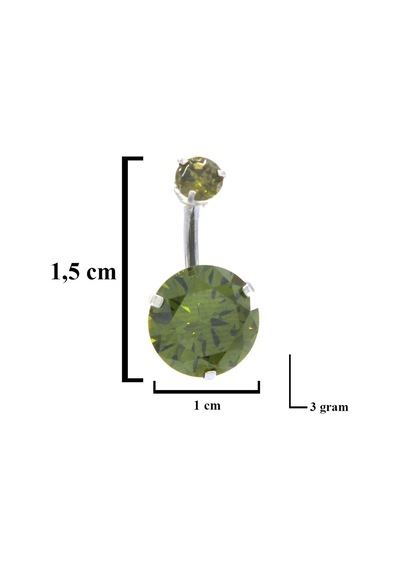 Ferizz 316l Çelik Yeşil Zirkon Taşlı Piercing Prc-110 Gümüş