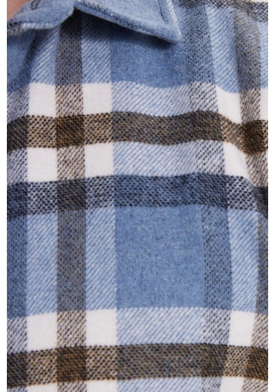 Tudors Erkek Slim Fit Dar Kesim Kareli Kışlık Oduncu Gömlek-42184 Mavi