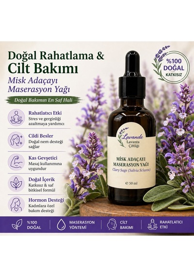 Lavande Lavanta Çiftliği Misk Adaçayı Maserasyon Yağı Masaj Yağı 50 ML