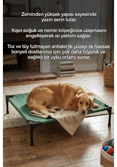 Reyo Yükseltilmiş Kedi Köpek Yatağı - Uv Koruyucu Tenteli, Oxford Kumaş Taşınabilir Evcil Hayvan Çadırı