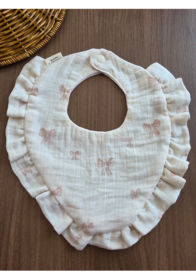 Venedy's Terra Ruffle Trio 3lü Müslin Bebek Önlüğü Seti Ekru