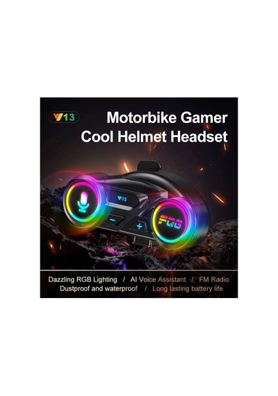 Jenerik Y13 Motor Kask Kulaklık Rgb Modlu Radyolu Motosiklet Kulaklık 5.3 Bluetooth Intercom