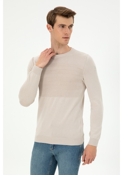 U.S. Polo Assn. Erkek Slim Fit Bisiklet Yaka Taş Kazak 50292876-VR049