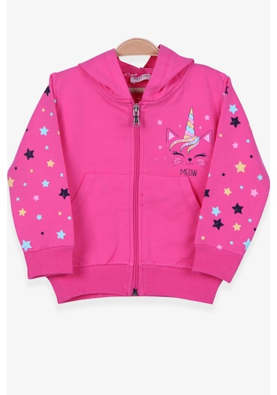 Breeze Kız Çocuk Hırka Kolları Desenli Baskılı 1-4 Yaş, Pembe