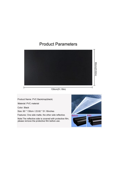 Çift Taraflı 60x130cm Mat Ve Parlak Siyah Pvc Zemin Ve Fotograf Çekim Fonu Ürün Yemek Stüdyo Vb.