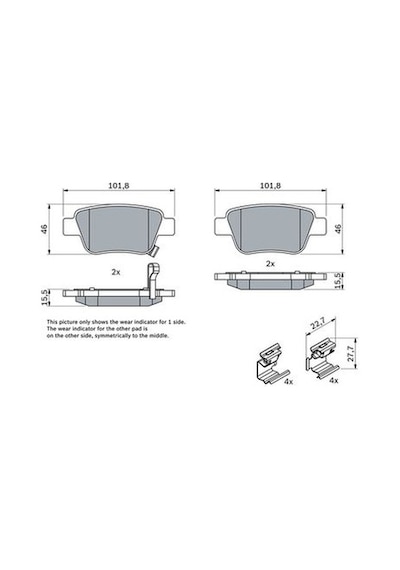 Toyota Corolla 1.6 Verso 2004-2009 Bosch Arka Balata 23620