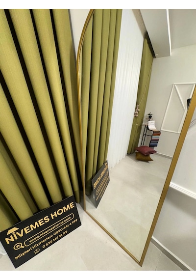 Nivemeshome Roma Keten 1/3 Sık Pileli Yeşil Fon Perde Apm Yeşil