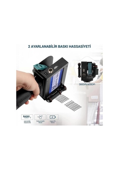 Sh Powermaster Pm-10878 4.3'' Dokunmatik Ekranlı Şarjlı Endüstriyel El Tipi Portatif Mürekkep Yazıcı Najmaddin
