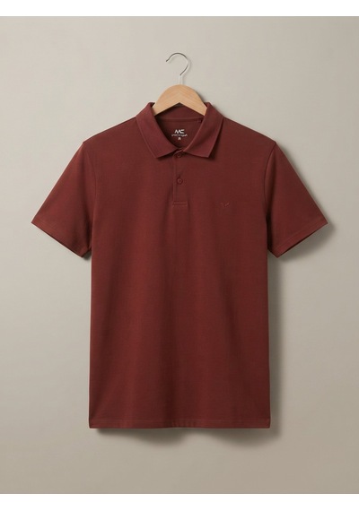 Maccali Erkek Bordo Büyük Beden Bol Basic Polo Yaka Tişört