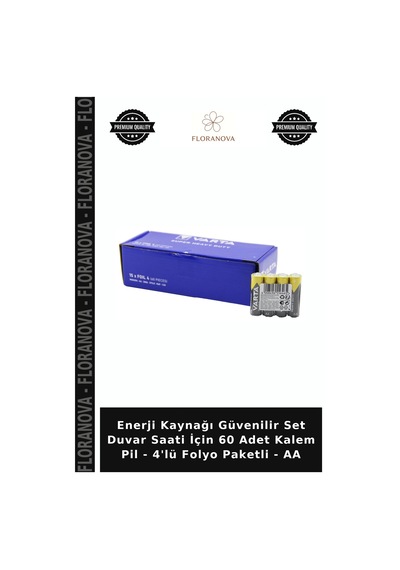 Enerji Kaynağı Güvenilir Set Duvar Saati İçin 60 Adet Kalem Pil - 4'lü Folyo Paketli - Aa
