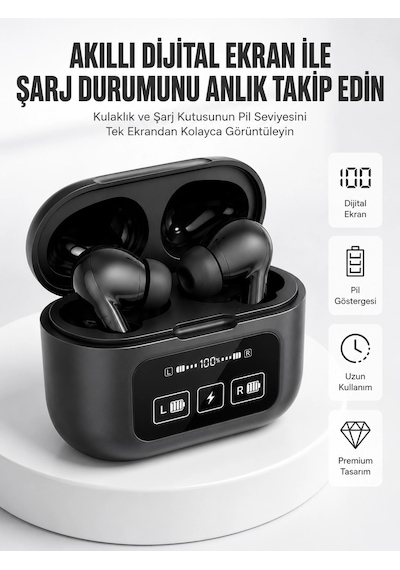 Mey İthalat Kablosuz Bluetooth Kulaklık Pro Yeni Nesil Dokunmatik Kontrol