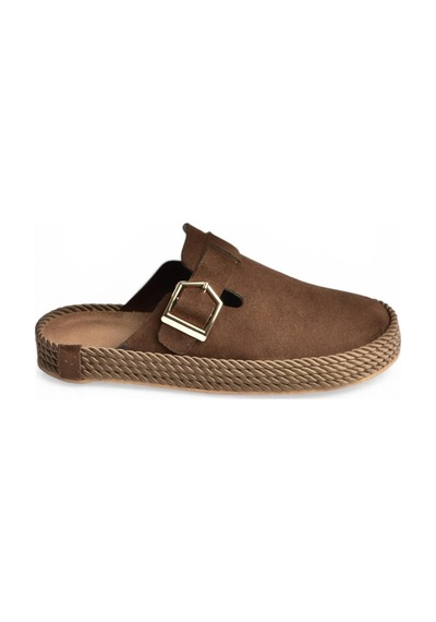 Fox Shoes Y596148402 Kahverengi Süet Önü Kapalı Sapo Terlik