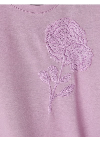 Lcw Everyday Lila Nakışlı Soft Touch Kadın Tişört